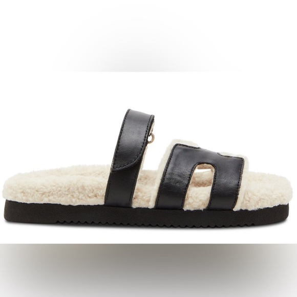 NEW Steve Madden Faux Fur Leather Slides - Picture 6 of 14